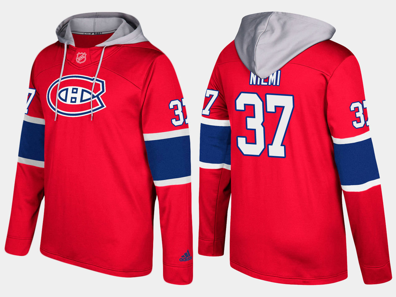 Men NHL Montreal canadiens #37 antti niemi red hoodie->montreal canadiens->NHL Jersey
